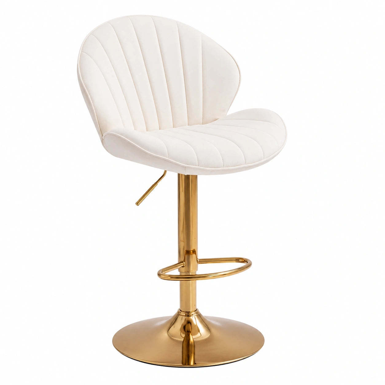 Tabouret, pivotant, en velours, coloris beige, pour la cuisine ou l’espace repas