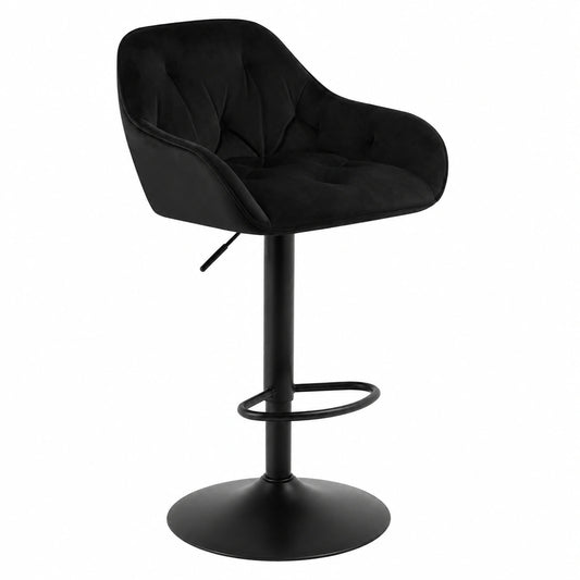 Chaise, en métal et velours, pivotant, réglable, coloris noir, pour la salle à manger ou la cuisine