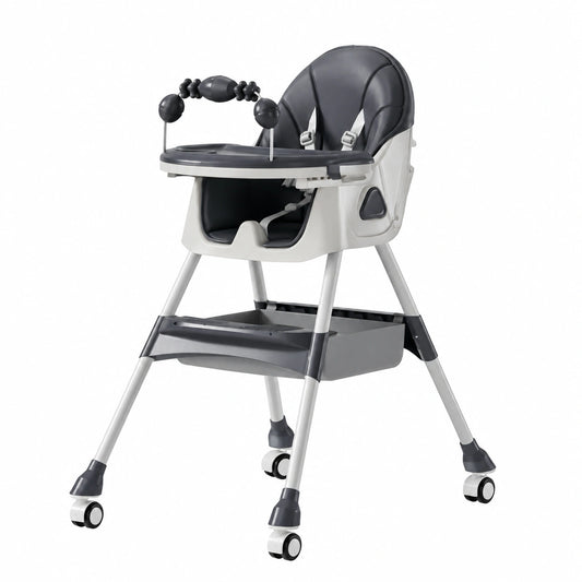 Chaise, pliable, sur roulettes, coloris gris, pour la salle à manger ou la cuisine