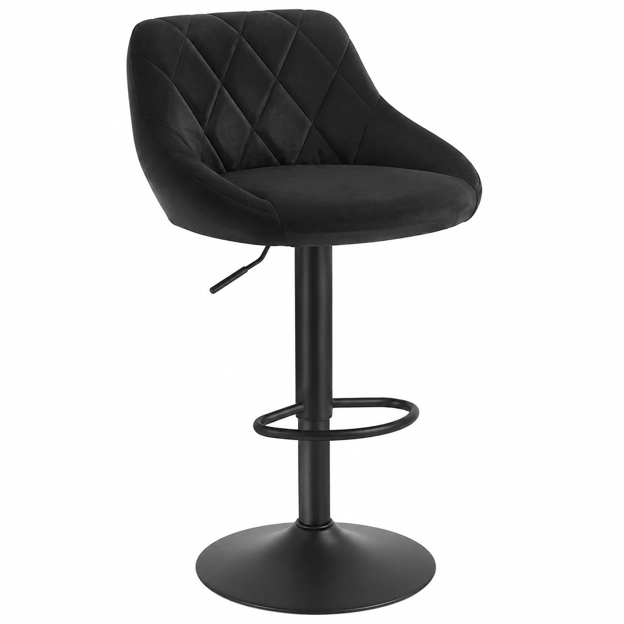 Tabouret, en velours, réglable, coloris noir, pour la cuisine ou l’espace repas