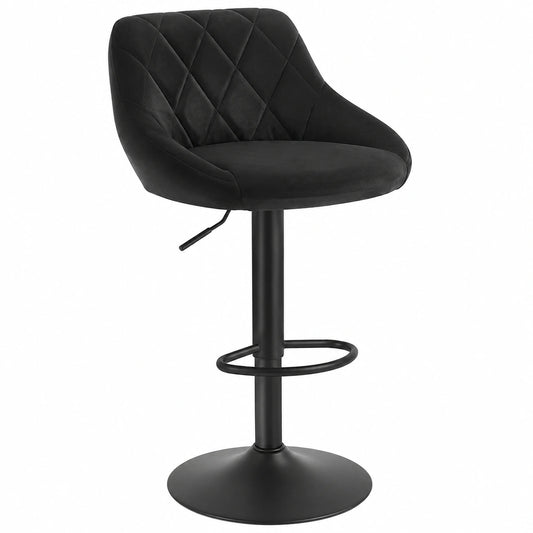 Tabouret, en velours, réglable, coloris noir, pour la cuisine ou l’espace repas