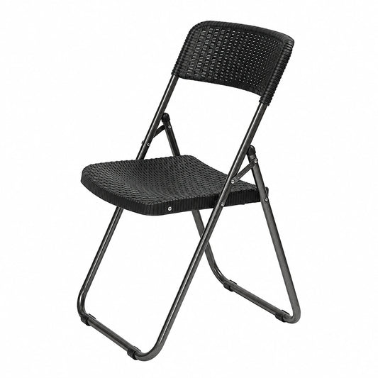 Chaise, en résine tressée, coloris noir, 46 x 53 x 84 cm, pour la salle à manger ou la cuisine