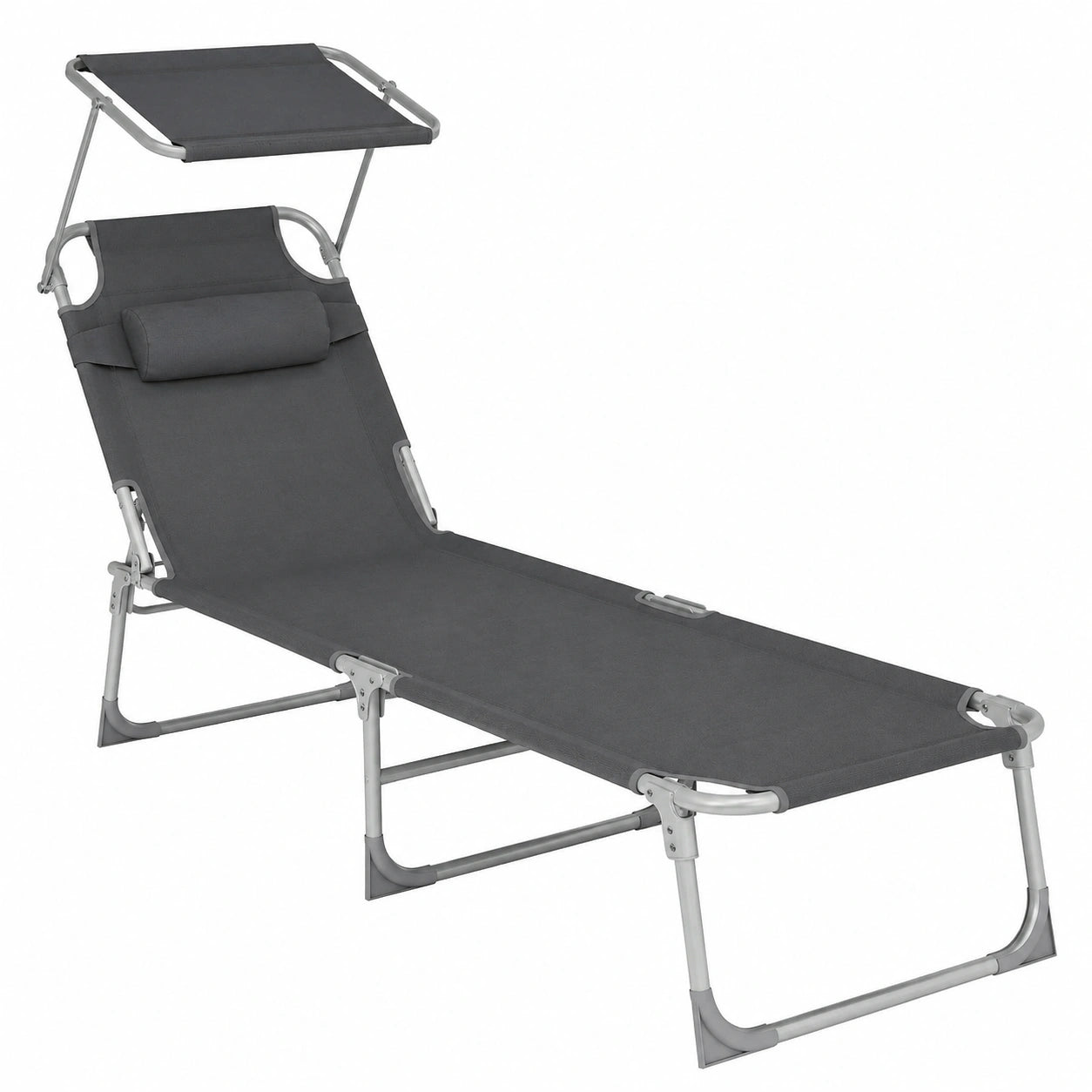 Chaise longue, pliable, réglable, 193 x 53 x 29 cm, coloris gris, pour la terrasse ou le jardin