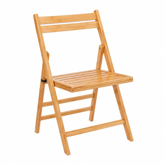 Chaise, pliable, en bambou, coloris naturel, pour la salle à manger ou la cuisine