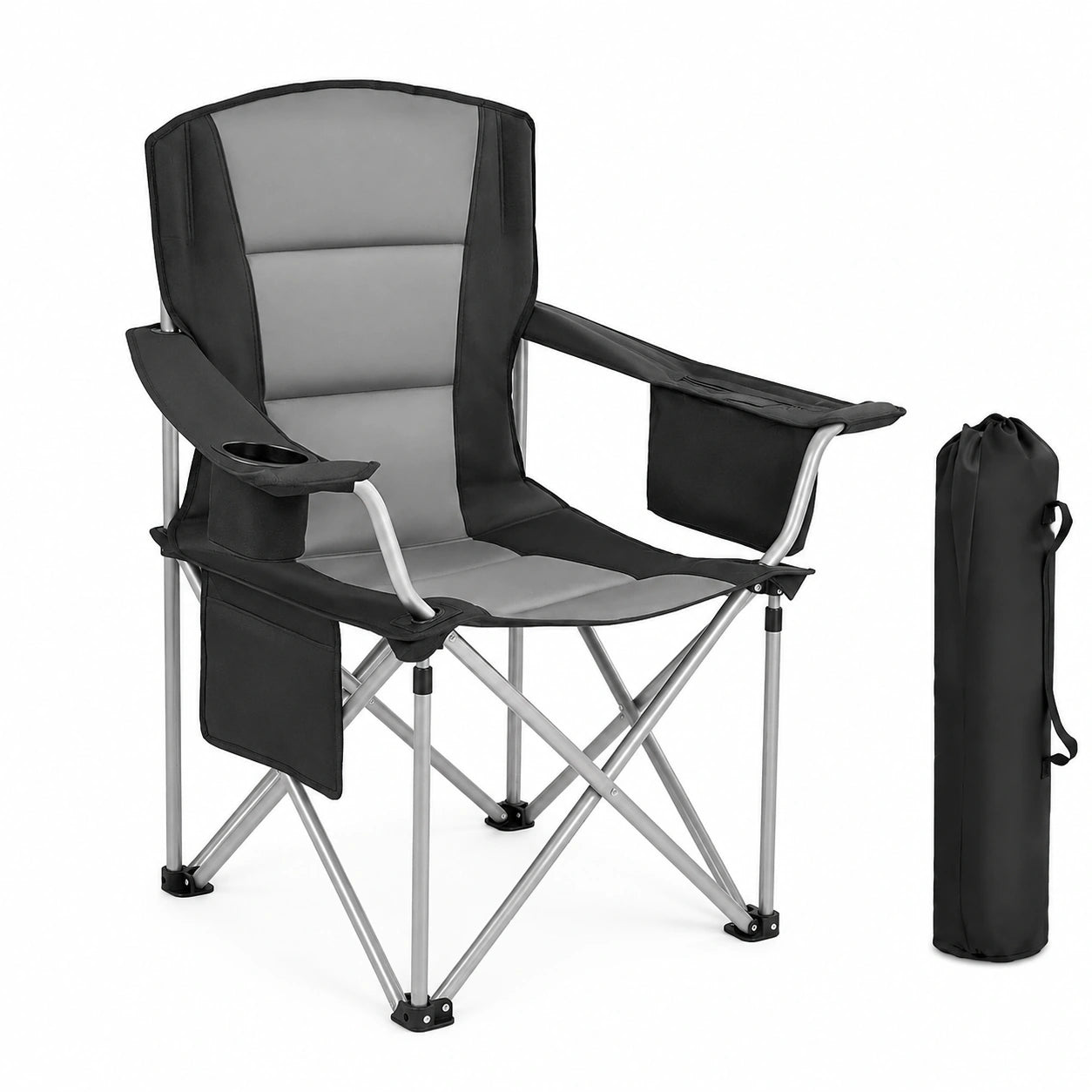 Fauteuil, avec porte-gobelet, pliable, rembourré, 2 pièces, pour le salon ou la chambre