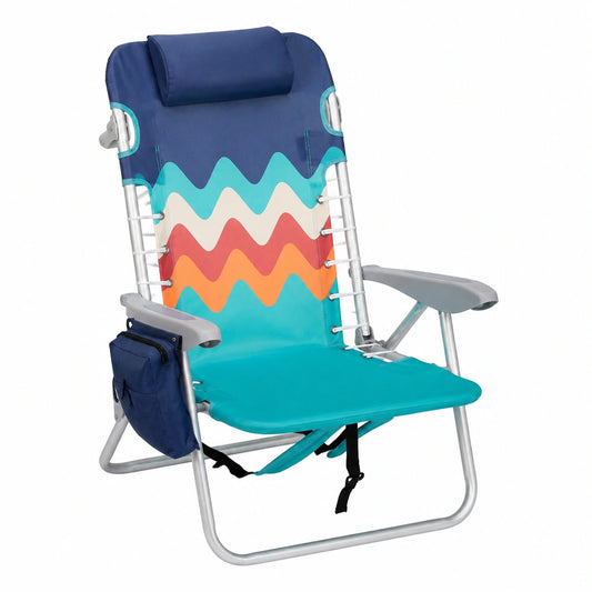 Chaise, en aluminium et tissu, inclinable, coloris bleu, pour la salle à manger ou la cuisine